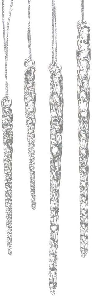 Clear Glass Icicle Ornament Set of 24 Pieces