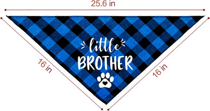 Blue Plaid Cotton Little Brother Pet Dog Bandana