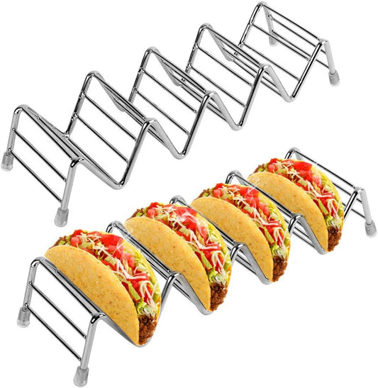 Stainless Steel Taco Shell Holder Tray Stand Set of 2