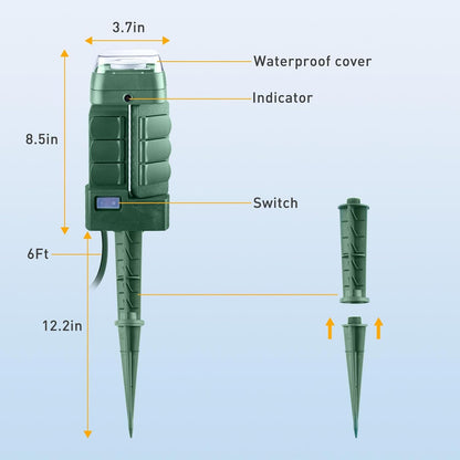 6ft Extension Cord Yard Stake Timer for Outdoor Christmas Lights