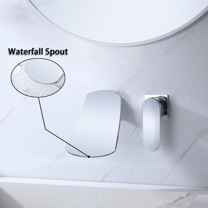 Wall Mounted Waterfall Bathroom Sink Faucet