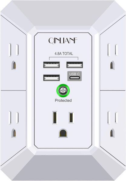 5 Outlet Extender with 4 USB Charging Ports