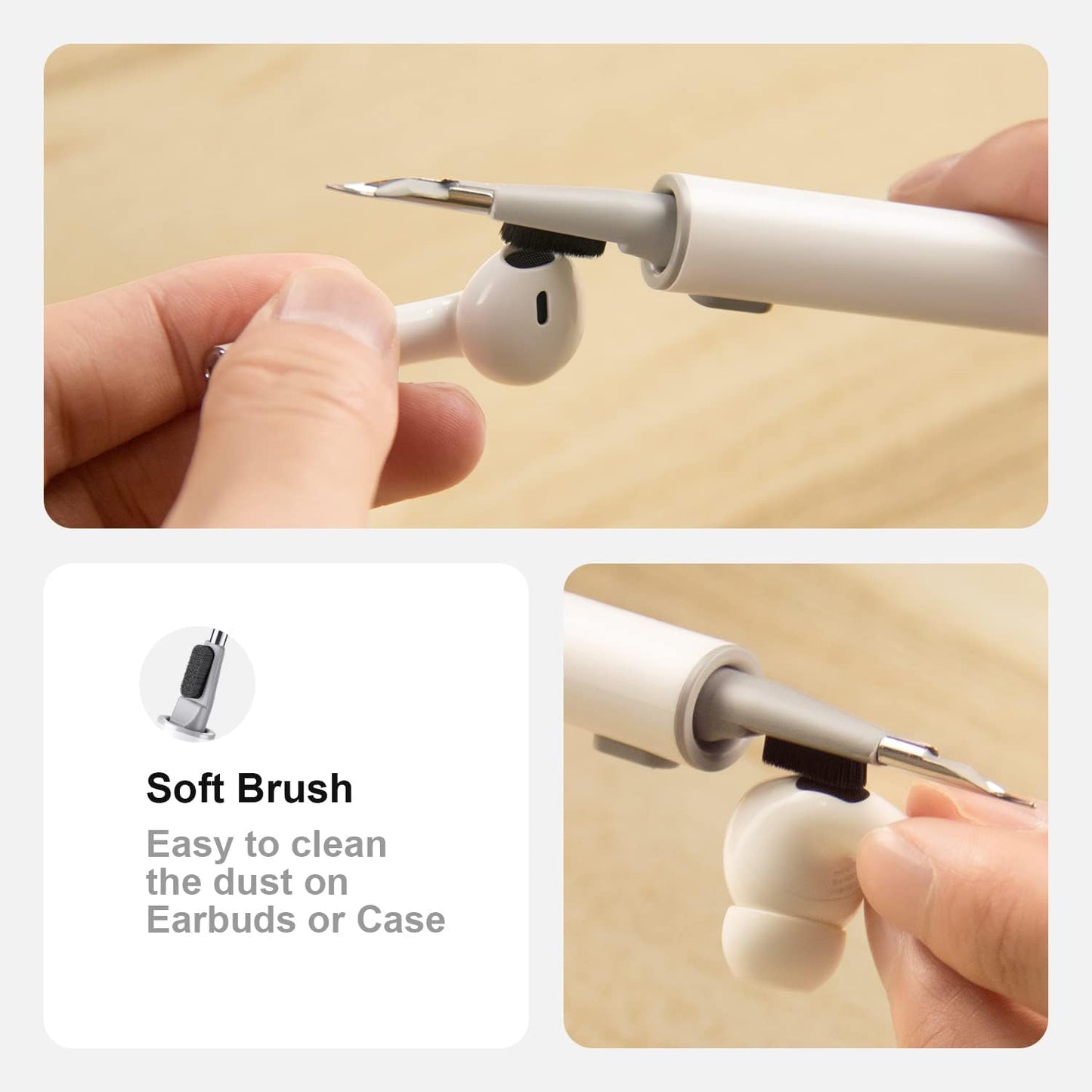 Multi-Function Cleaning Pen with Soft Brush Flocking Sponge for Bluetooth Earphones Case