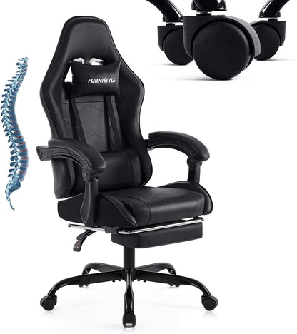 Adjustable Swivel Reclining Ergonomic Computer Gaming Chair with Footrest