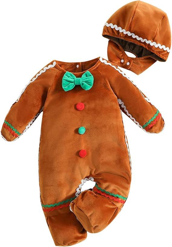 Onesie Gingerbread Costume Christmas Outfit 6 - 12 Months