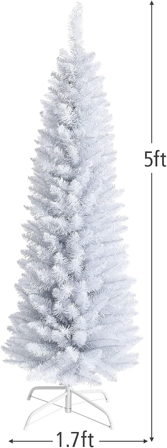 5FT White Slim Pencil Design Easy to Assemble Artificial Christmas Tree