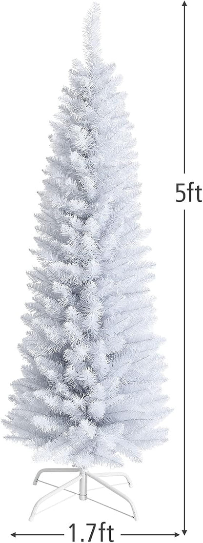 5FT White Slim Pencil Design Easy to Assemble Artificial Christmas Tree