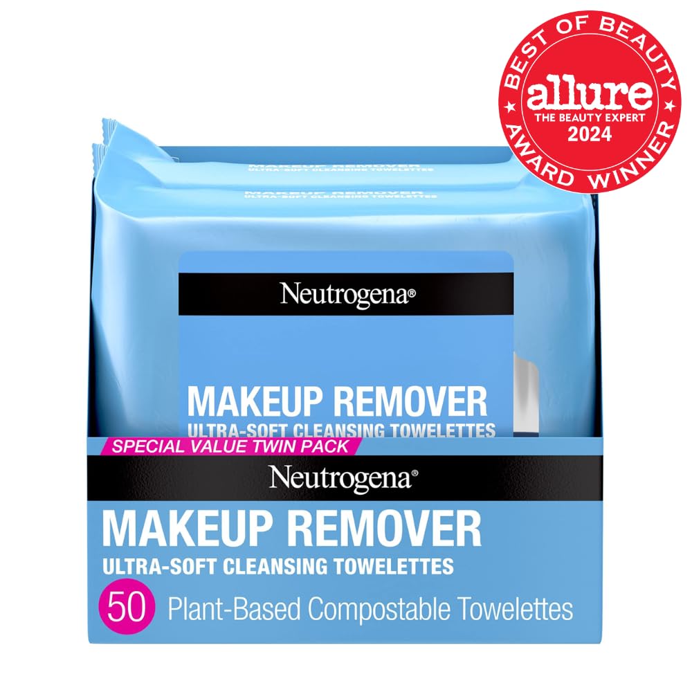 Plant-Based Alcohol-Free Ultra-Soft Cleansing Facial Towelettes for Waterproof Makeup