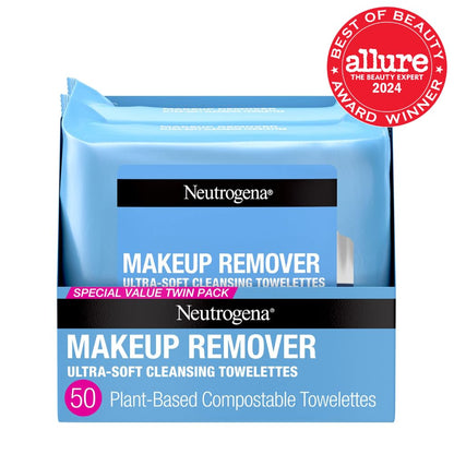 Plant-Based Alcohol-Free Ultra-Soft Cleansing Facial Towelettes for Waterproof Makeup