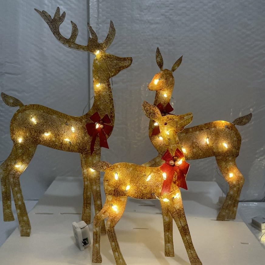 3-Piece Lighted Outdoor Christmas Decoration Deer Family Set