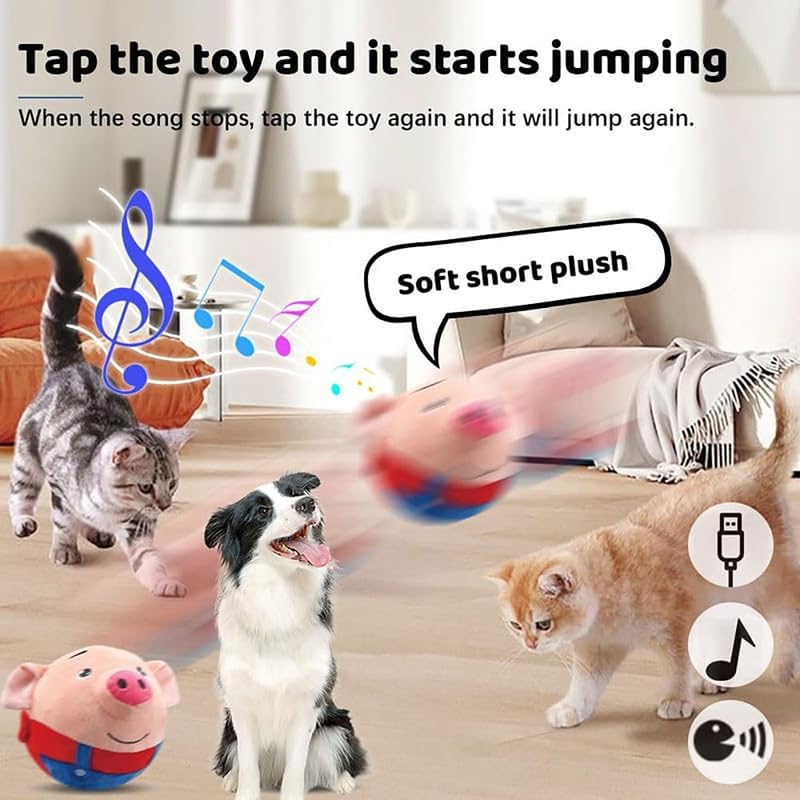 Squeaky Moving Dog Ball Interactive Pet Plush Toy