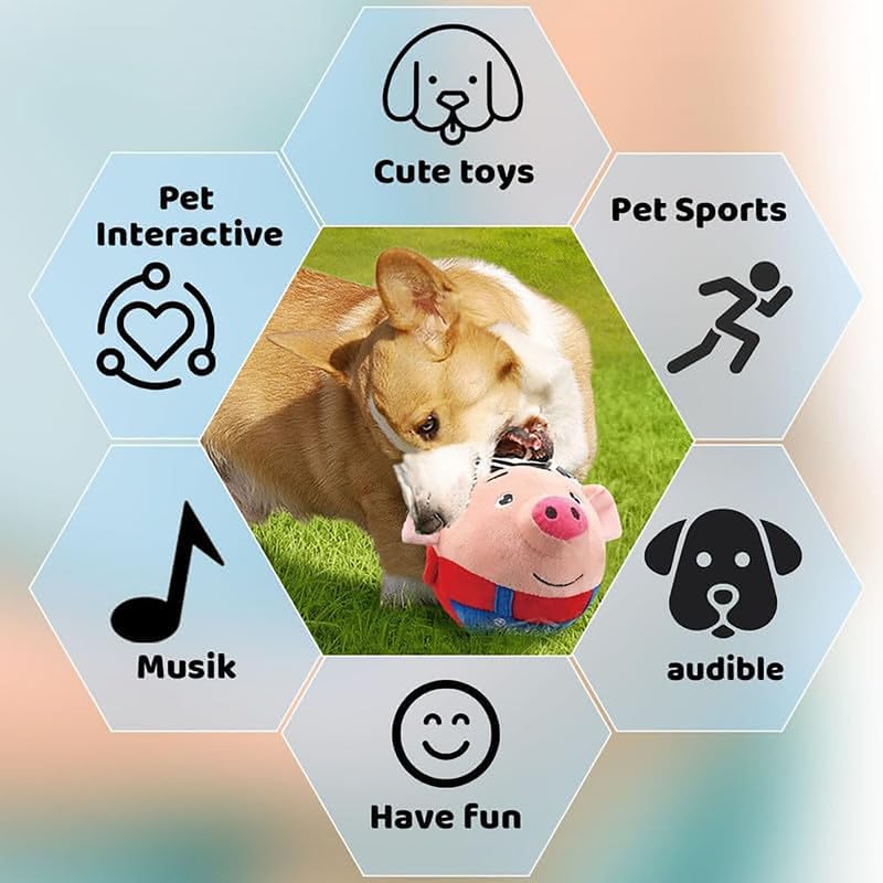 Squeaky Moving Dog Ball Interactive Pet Plush Toy