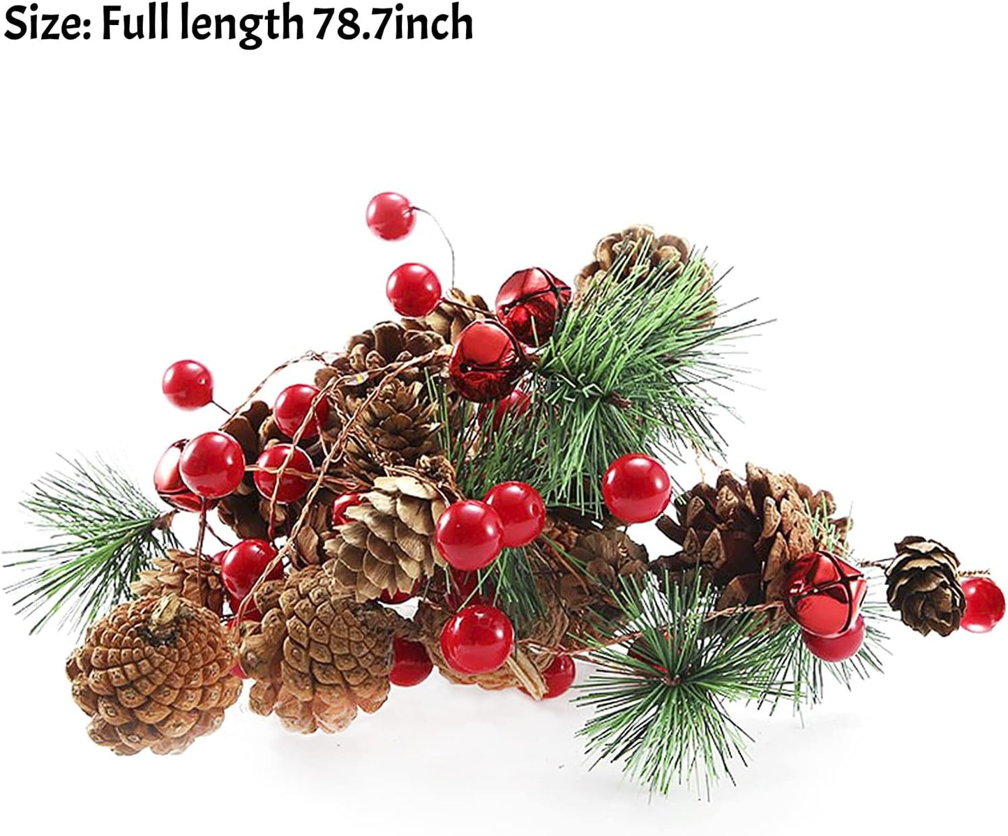 20 LED Christmas 6ft Fairy String Lights with Red Berry Pine Cone