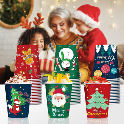 48 Pcs 9oz Christmas Disposable Paper Cups with 6 Designs