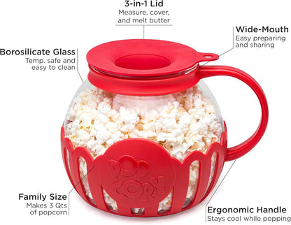 Microwave Popcorn Popper with Temperature Safe Glass