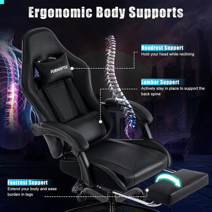 Adjustable Swivel Reclining Ergonomic Computer Gaming Chair with Footrest