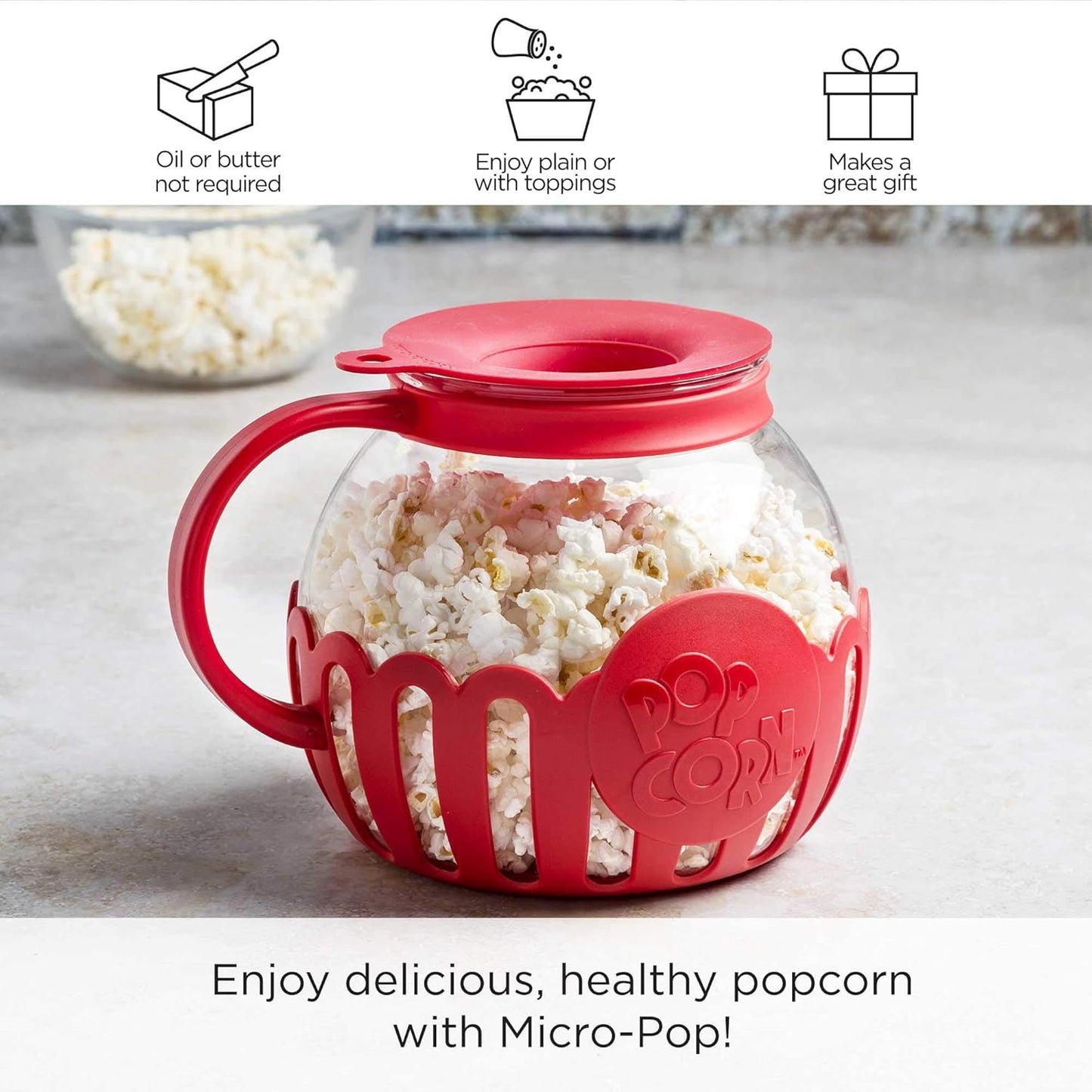 Microwave Popcorn Popper with Temperature Safe Glass