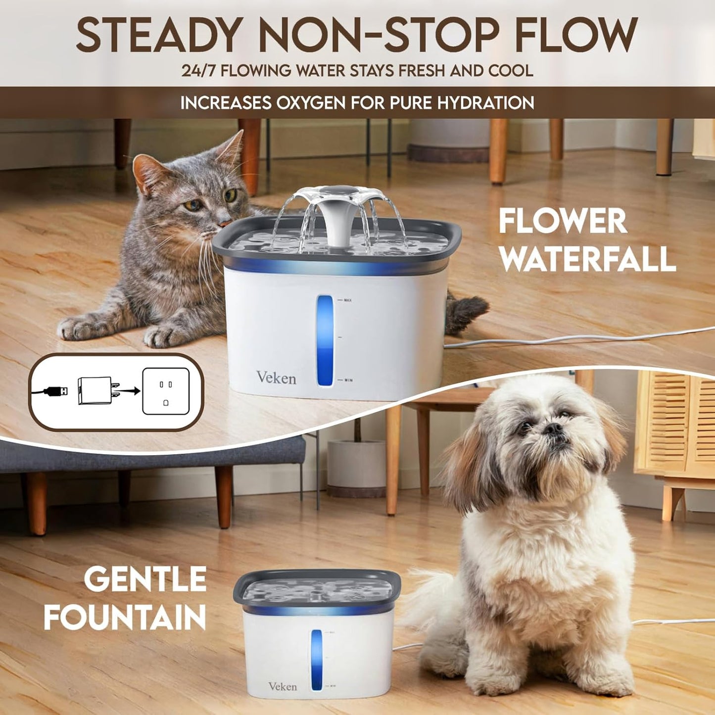 Automatic Cat Dog Water Fountain Dispenser with Replacement Filters