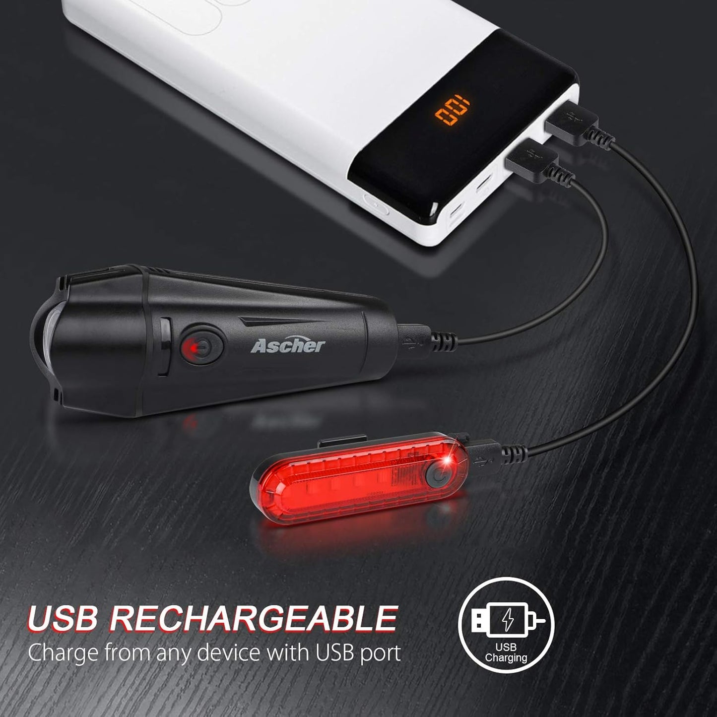 Ultra Bright USB Rechargeable Bike Light Set