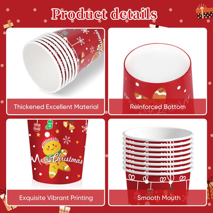 48 Pcs 9oz Christmas Disposable Paper Cups with 6 Designs