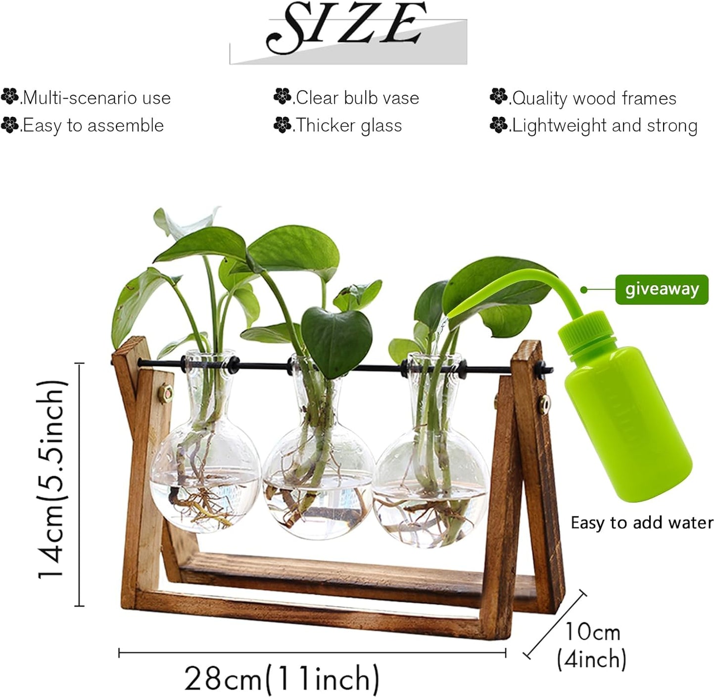 Air Planter Bulb Glass Vase Metal Swivel Holder Retro Tabletop for Hydroponics Home Garden Office Decoration