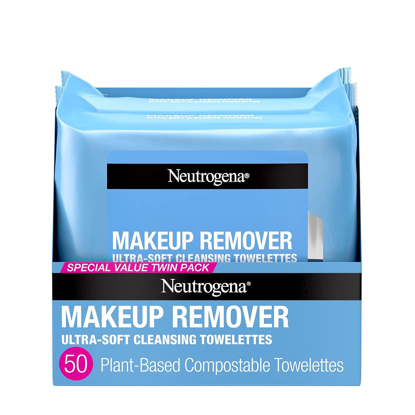 Plant-Based Alcohol-Free Ultra-Soft Cleansing Facial Towelettes for Waterproof Makeup