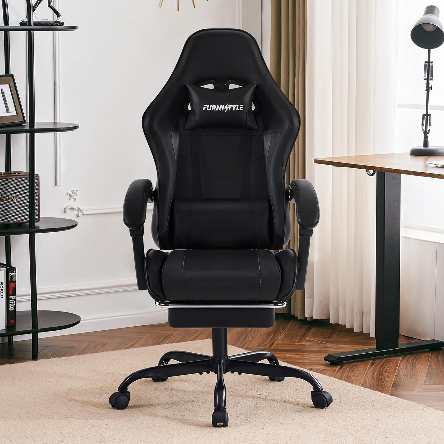 Adjustable Swivel Reclining Ergonomic Computer Gaming Chair with Footrest