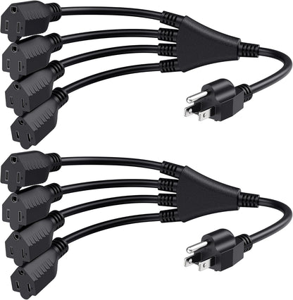 2-Pack 2 3 4 Outlet Power Splitter Cord