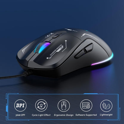 Ergonomic Optical USB Wired Gaming Mouse with RGB Modes