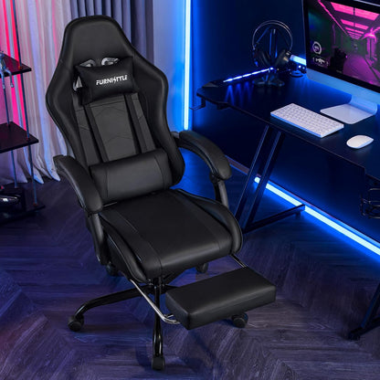 Adjustable Swivel Reclining Ergonomic Computer Gaming Chair with Footrest