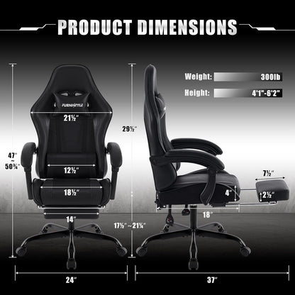 Adjustable Swivel Reclining Ergonomic Computer Gaming Chair with Footrest