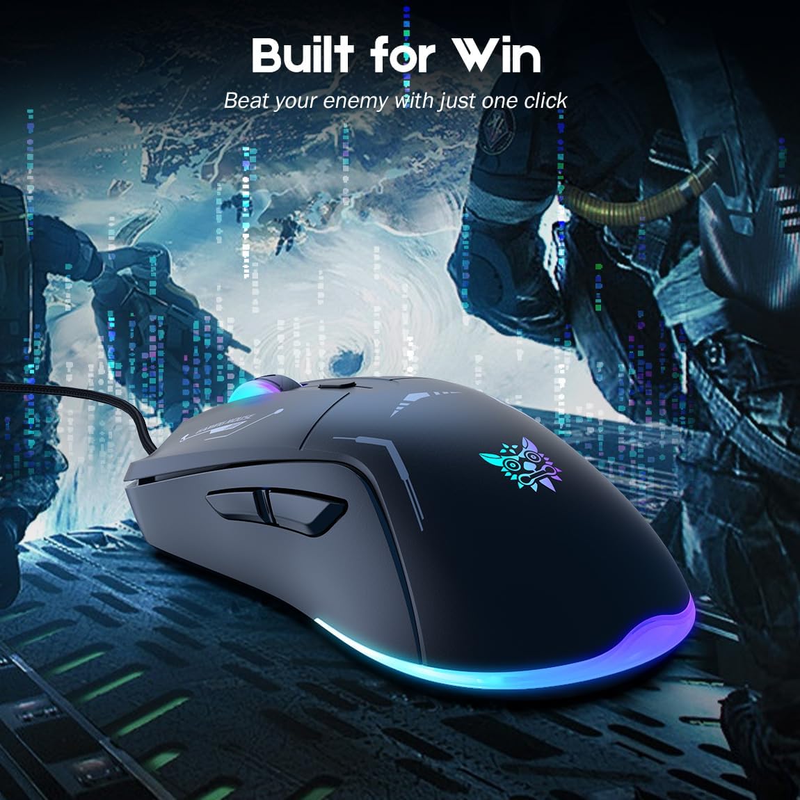 Ergonomic Optical USB Wired Gaming Mouse with RGB Modes