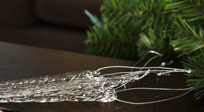 Clear Glass Icicle Ornament Set of 24 Pieces