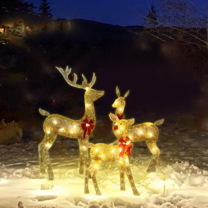 3-Piece Lighted Outdoor Christmas Decoration Deer Family Set