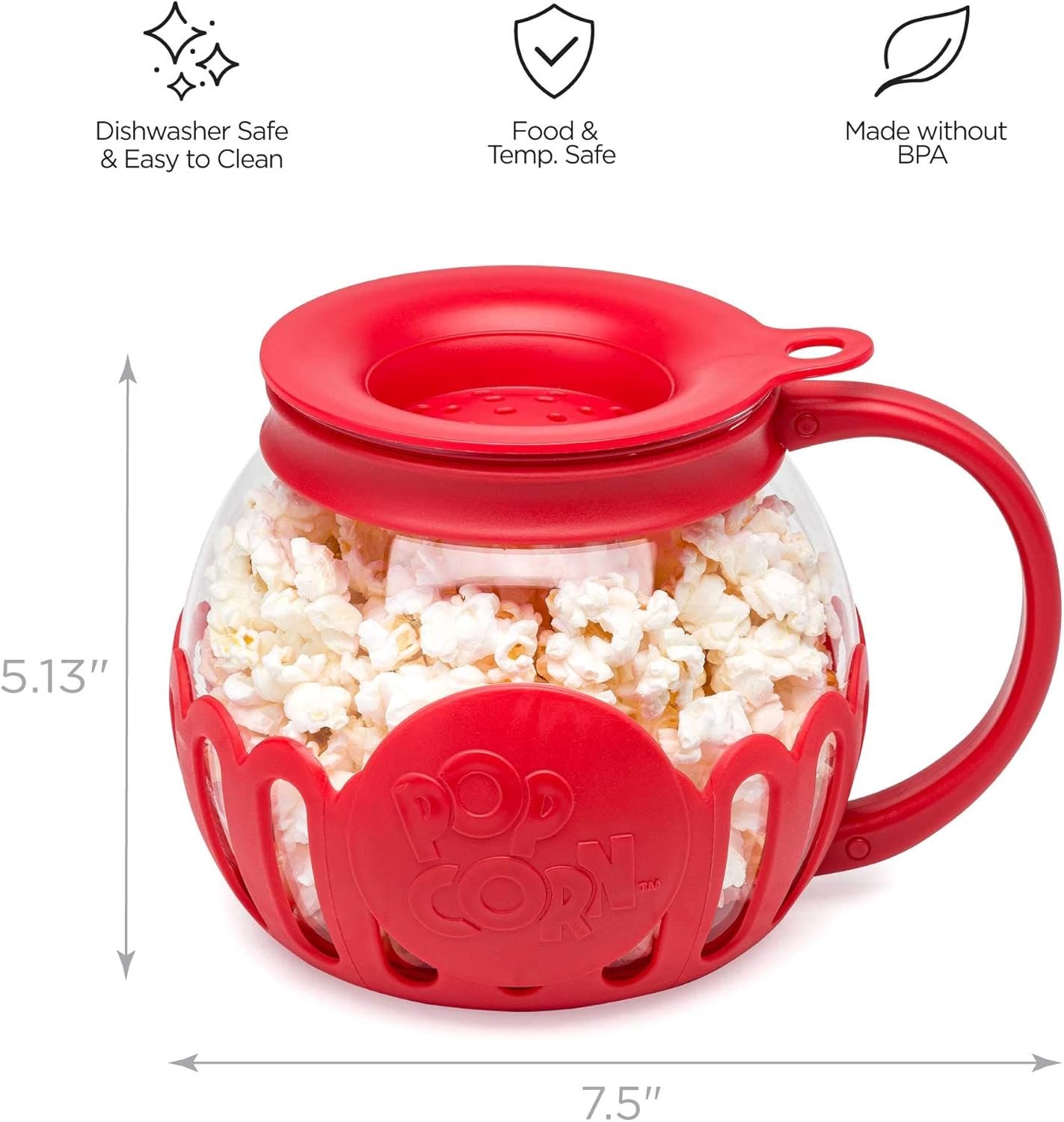 Microwave Popcorn Popper with Temperature Safe Glass