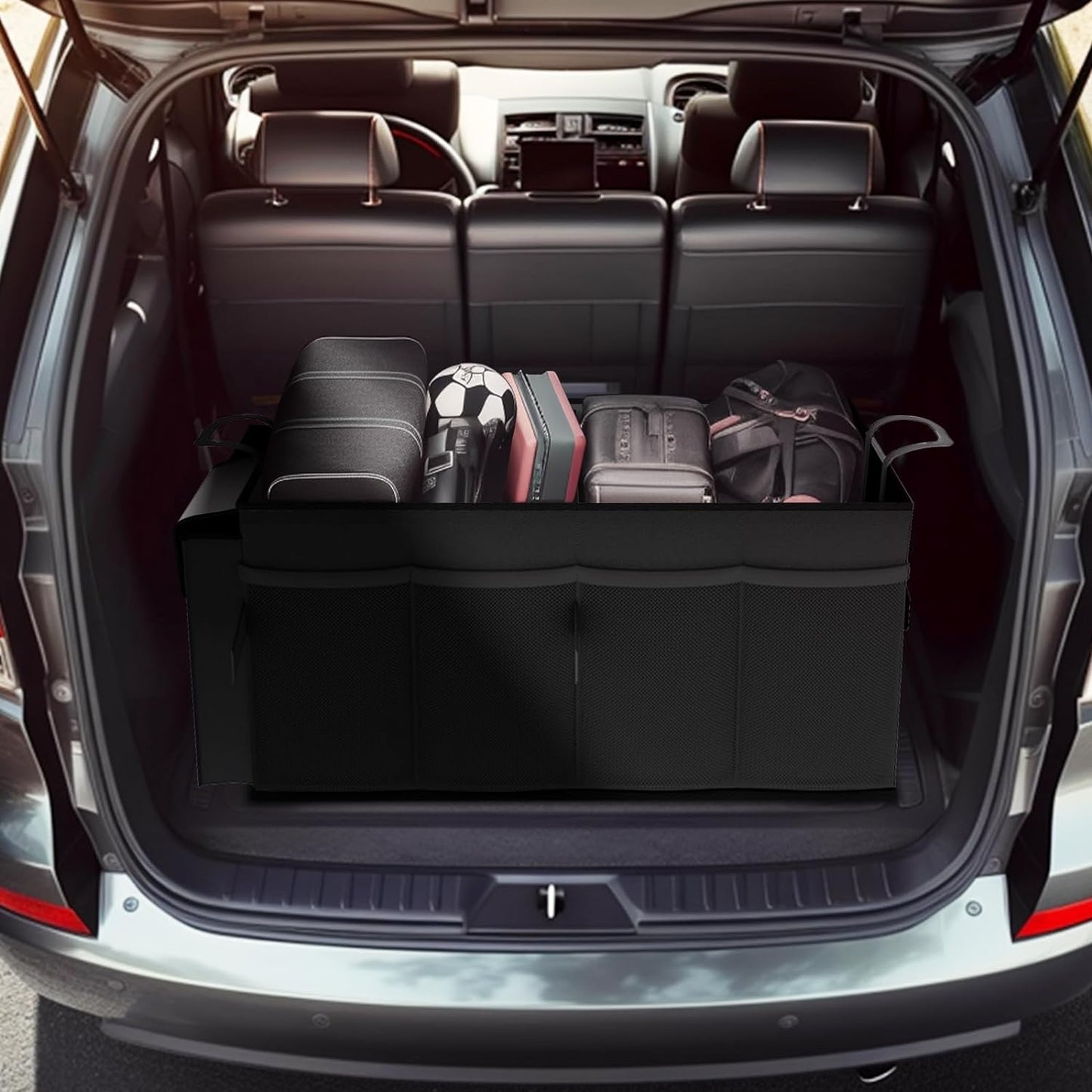 2 Compartments Foldable Trunk Organizer for SUVs & Sedans