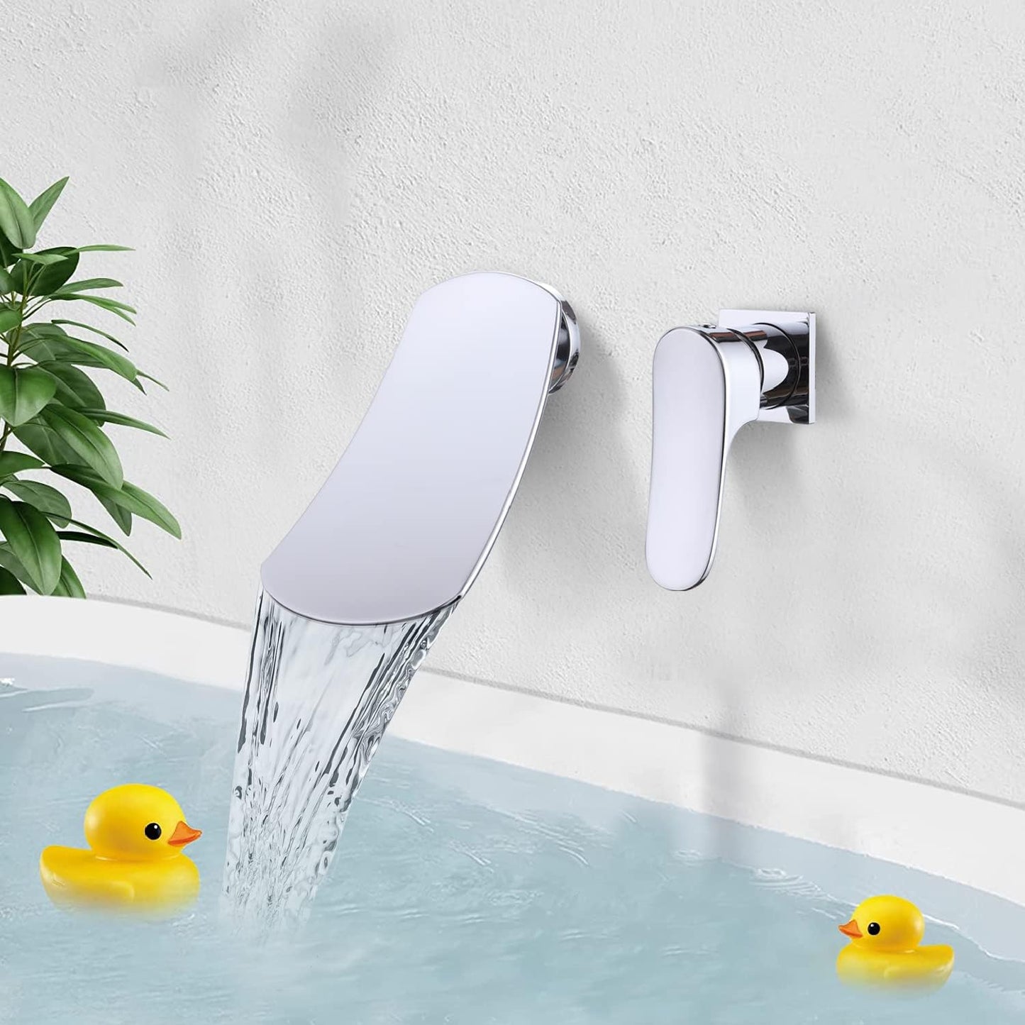 Wall Mounted Waterfall Bathroom Sink Faucet