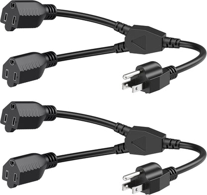 2-Pack 2 3 4 Outlet Power Splitter Cord