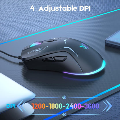 Ergonomic Optical USB Wired Gaming Mouse with RGB Modes