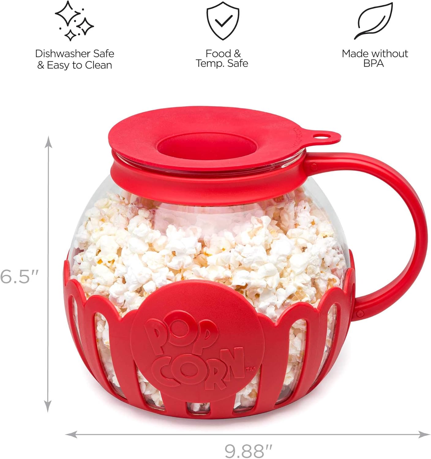 Microwave Popcorn Popper with Temperature Safe Glass