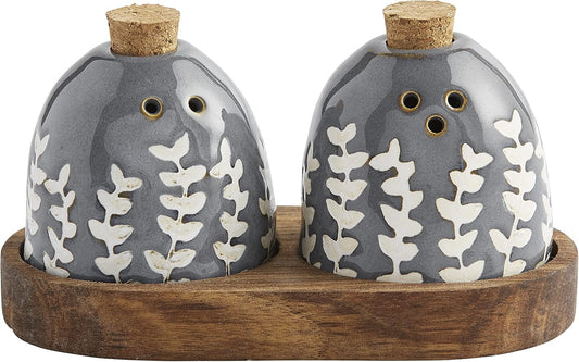 Painted Leaf Salt & Pepper Shaker Set, Blue, 2.75" x 5"