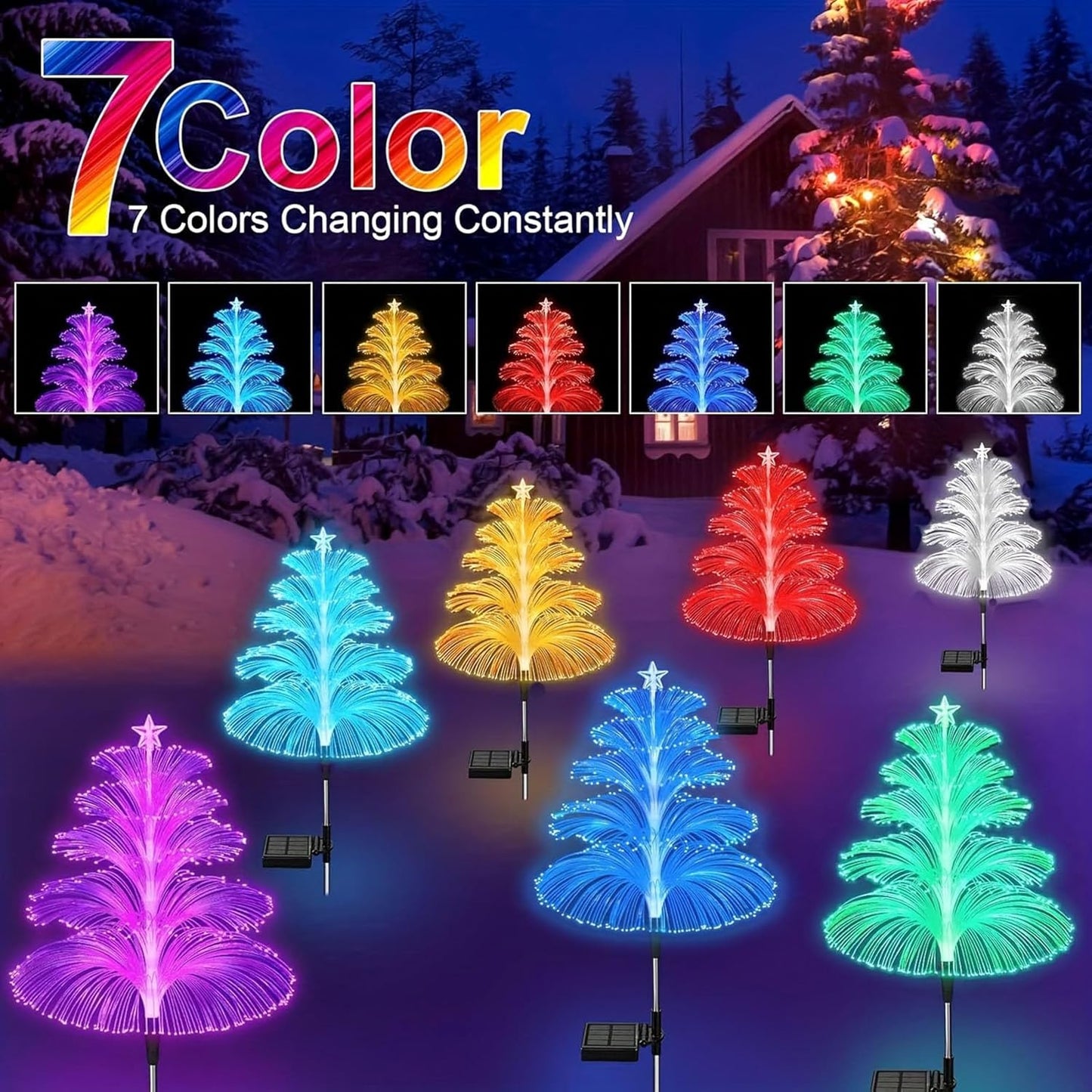 3 Pack Solar Outdoor Waterproof Christmas Decorations Trees Lights