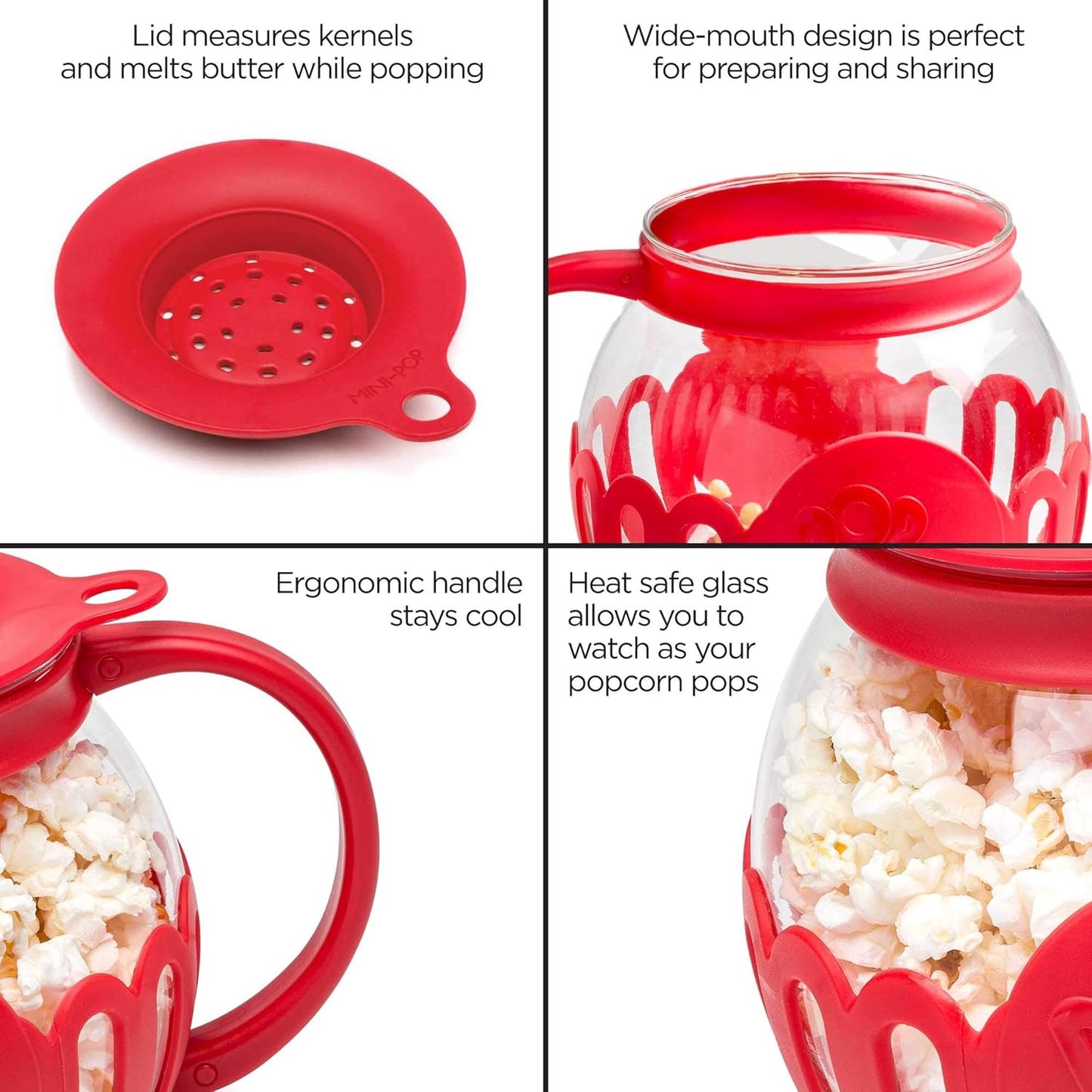 Microwave Popcorn Popper with Temperature Safe Glass