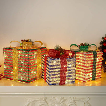 60 LED Light Up Collapsible Christmas Boxes