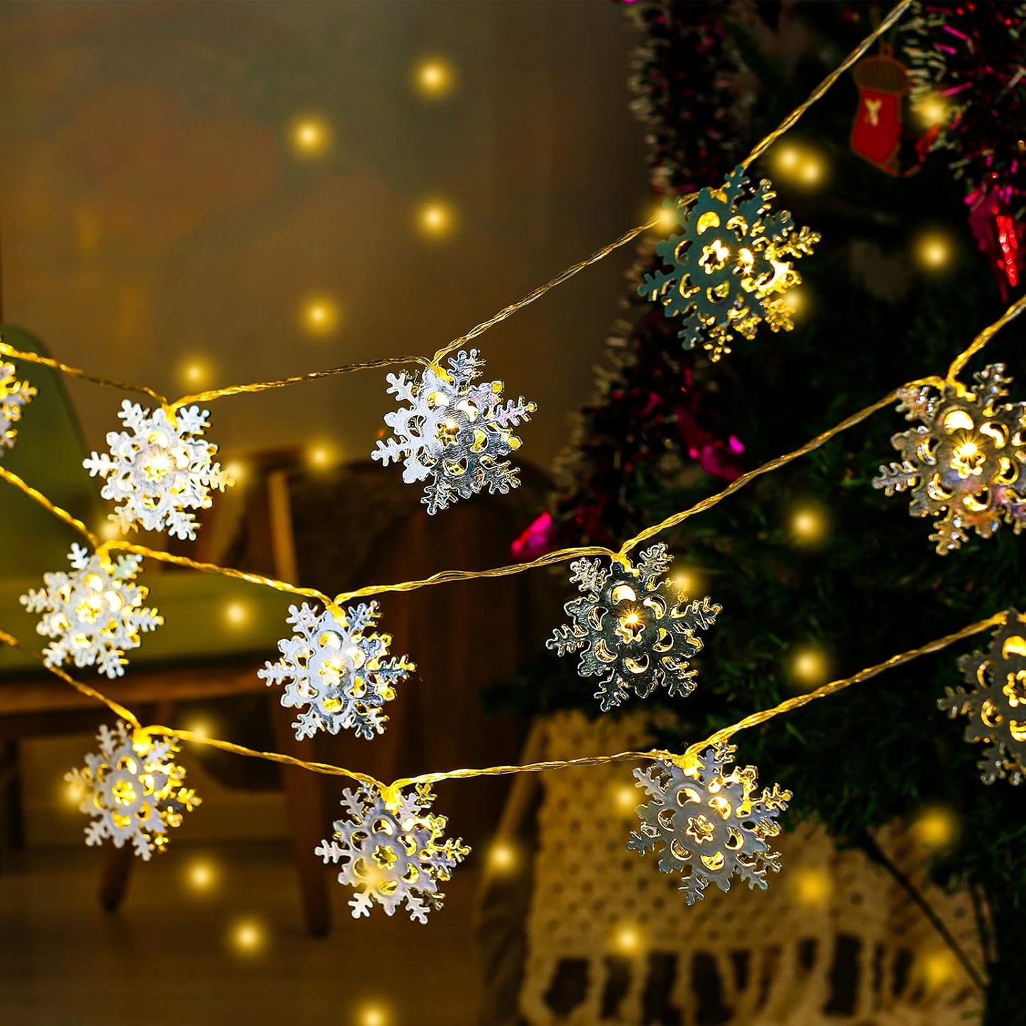 Christmas Decorations Snowflake LED String Lights Christmas Tree Lights