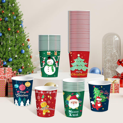 48 Pcs 9oz Christmas Disposable Paper Cups with 6 Designs