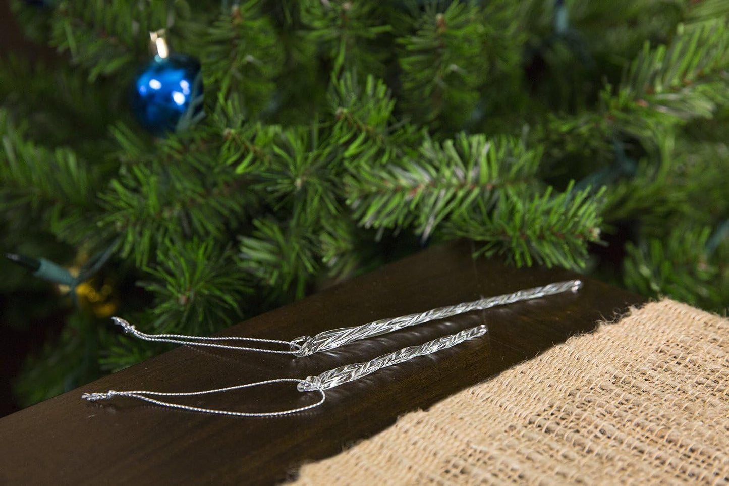 Clear Glass Icicle Ornament Set of 24 Pieces