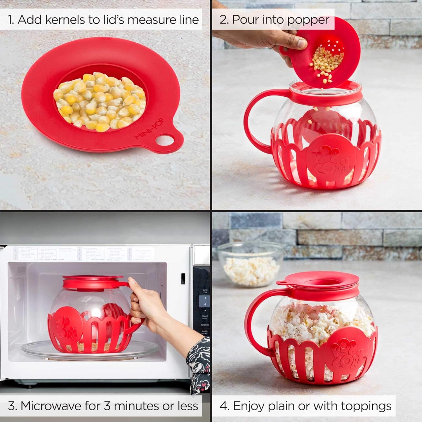 Microwave Popcorn Popper with Temperature Safe Glass