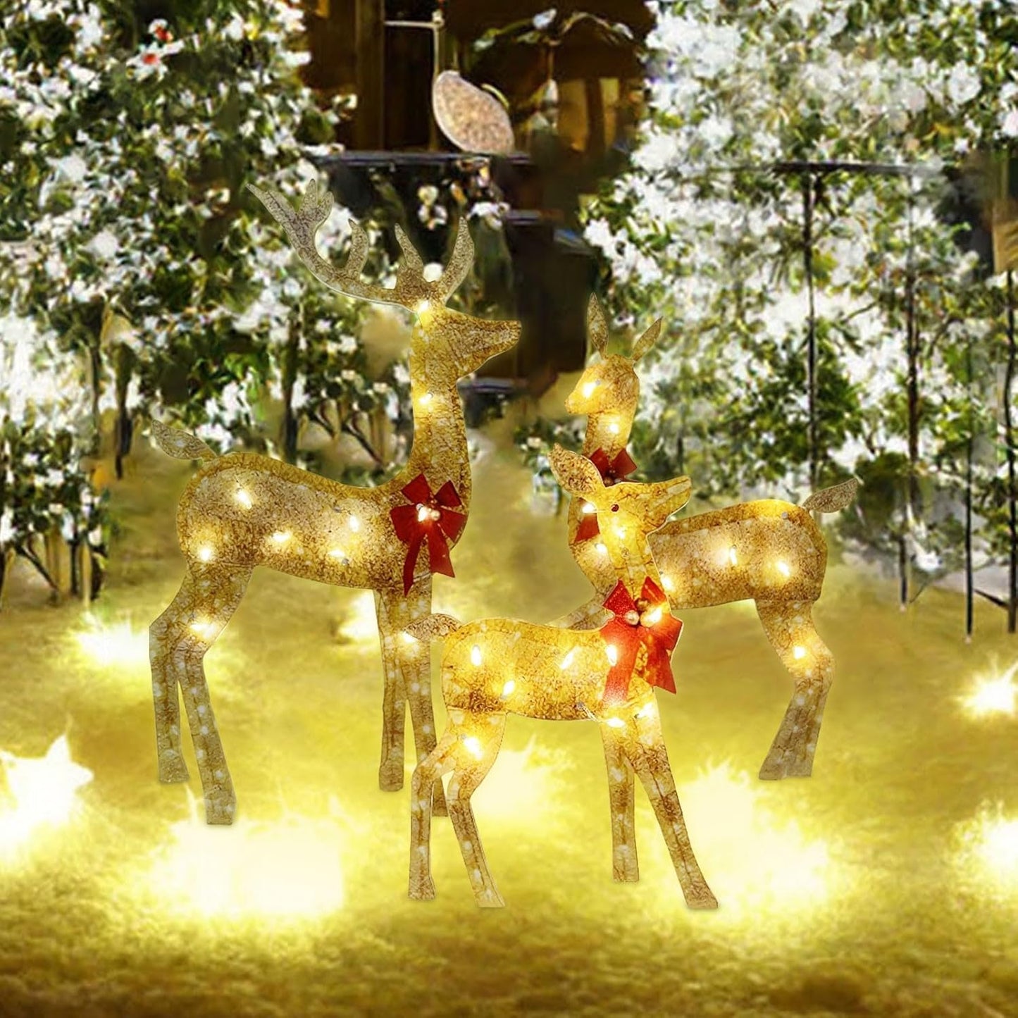 3-Piece Lighted Outdoor Christmas Decoration Deer Family Set