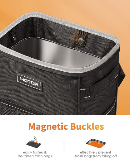 100% Leak-Proof Organizer Car Trash Can with Lid and Storage Pockets